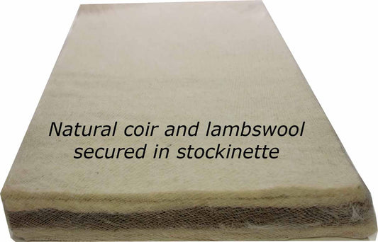 84 x 43 x 5 cm Crib Mattress NightyNite® Natural  Coir & Lambswool, Coolmax© & Maxispace Cover JANUARY SALE THIS LOVELY MATTRESS COMES A FREE PAIR OF ORGANIC SHEETS NORMALLY £24.99